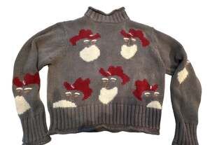 Roughrider Vintage Grey Wool Blend Santa Claus Ugly Christmas Sweater Size S